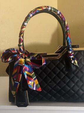 Twilly Women Handbag Headband Neck Tie Women Purse Scarf Red Blue White Gold